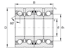 推力角接觸球軸承 ZKLN2557-2RS-2AP, 配對，雙向，兩側(cè)唇密封