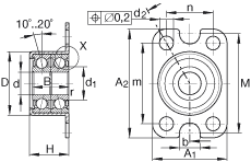 角接觸球軸承單元 ZKLR0624-2Z, 雙向，螺釘安裝，兩側(cè)間隙密封