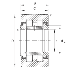 支撐型滾輪 PWTR45-2RS, 滿裝滾子，軸向引導(dǎo)，兩側(cè)唇密封