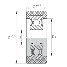 滾輪 KLRZ12X41X16-2RSR, 帶塑料箍，兩側(cè)密封