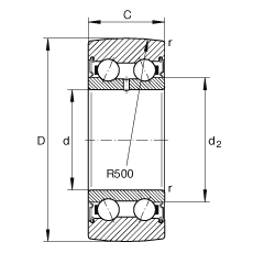 滾輪 LR50/6-2RSR, 雙向，兩側(cè)密封