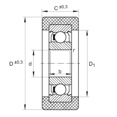 滾輪 KLRZ10X30X10-2Z, 帶塑料箍，兩側(cè)密封