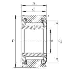 支撐型滾輪 NATV50-PP, 滿裝滾針，軸向引導(dǎo)，兩側(cè)用推力滑動(dòng)墊圈