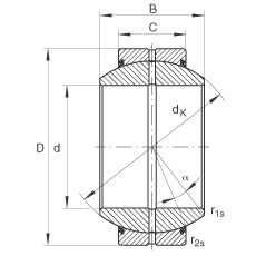 關(guān)節(jié)軸承 GE35-FO-2RS, 根據(jù) DIN ISO 12 240-1 標(biāo)準(zhǔn), 需維護(hù)，兩側(cè)唇密封