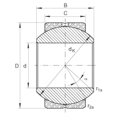 關(guān)節(jié)軸承 GE5-PB, 根據(jù) DIN ISO 12 240-1 標準，尺寸系列 K，需維護