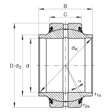 關(guān)節(jié)軸承 GE25-HO-2RS, 根據(jù) DIN ISO 12 240-1 標(biāo)準, 需維護，兩側(cè)唇密封