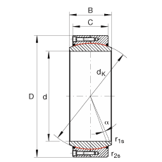 大的關(guān)節(jié)軸承 GE850-DW-2RS2, 根據(jù) DIN ISO 12 240-1 標(biāo)準(zhǔn), 免維護(hù)，兩側(cè)密封