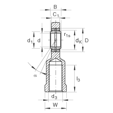 桿端軸承 GIL50-DO-2RS, 根據(jù) DIN ISO 12 240-4 標(biāo)準(zhǔn)，帶左旋內(nèi)螺紋，需維護(hù)，兩側(cè)唇密封