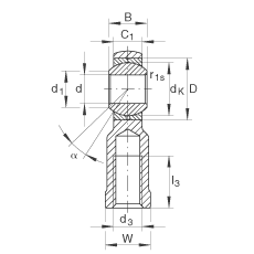 桿端軸承 GIKL8-PB, 根據(jù) DIN ISO 12 240-4 標(biāo)準(zhǔn)，帶左旋內(nèi)螺紋，需維護(hù)