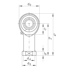 桿端軸承 GIKL8-PB, 根據(jù) DIN ISO 12 240-4 標(biāo)準(zhǔn)，帶左旋內(nèi)螺紋，需維護(hù)