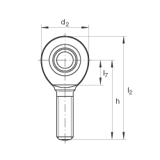 桿端軸承 GAR40-UK-2RS, 根據(jù) DIN ISO 12 240-4 標準，帶右旋外螺紋，免維護，兩側(cè)唇密封