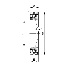 主軸軸承 HSS7004-C-T-P4S, 調(diào)節(jié)，成對安裝，接觸角 α = 15°，兩側(cè)唇密封，非接觸，加嚴公差
