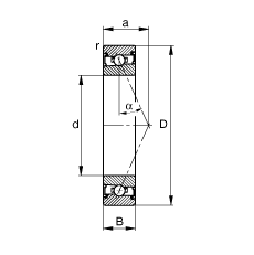 主軸軸承 HSS7007-E-T-P4S, 調(diào)節(jié)，成對安裝，接觸角 α = 25°，兩側(cè)唇密封，非接觸，限制公差