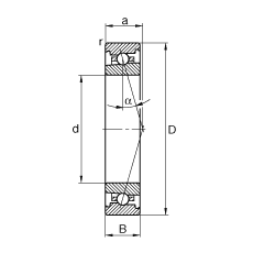主軸軸承 HS7002-C-T-P4S, 調(diào)節(jié)，成對(duì)安裝，接觸角 α = 15°，限制公差