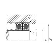 主軸軸承 HCB7009-C-2RSD-T-P4S, 調節(jié)，成對或單元安裝，接觸角 α = 15°，陶瓷球，兩側唇密封，非接觸，限制公差