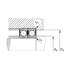 主軸軸承 B7014-C-2RSD-T-P4S, 調(diào)節(jié)，成對(duì)安裝，接觸角 α = 15°，兩側(cè)唇密封，非接觸，加嚴(yán)公差