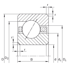 薄截面軸承 CSEF065, 角接觸球軸承，類型E，運行溫度 -54°C 到 +120°C