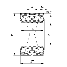 圓錐滾子軸承 32048-X-N11CA, 根據(jù) DIN ISO 355 / DIN 720 標(biāo)準(zhǔn)的主要尺寸，可分離，X型成對布置，有軸向內(nèi)部游隙